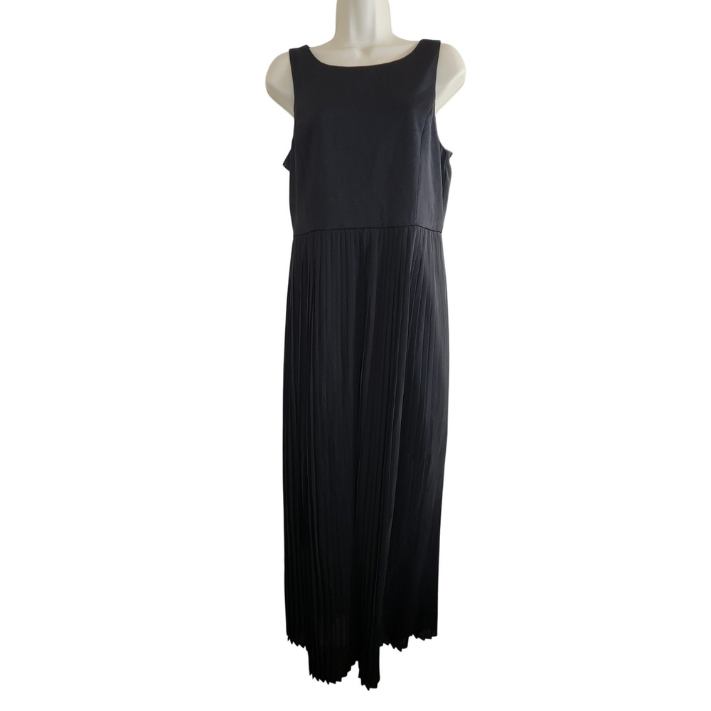 Silvian Heach Womens Black Pleated Maxi Dress Sleeveless Size M Formal Luxury